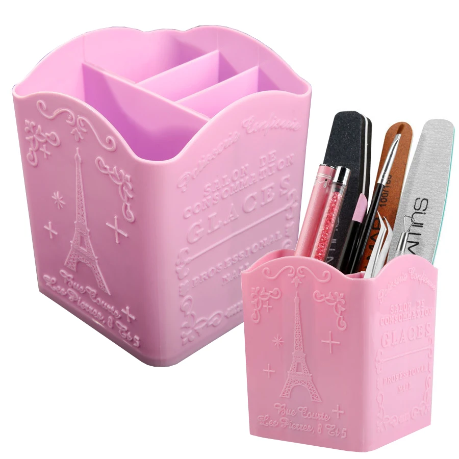 Nail Fan Brush - 4コンパートメントネイルアートブラシホルダー、メイクブラシ用収納ボックス、ファイルバッファーネイルツール、ネイルディスプレイホルダー