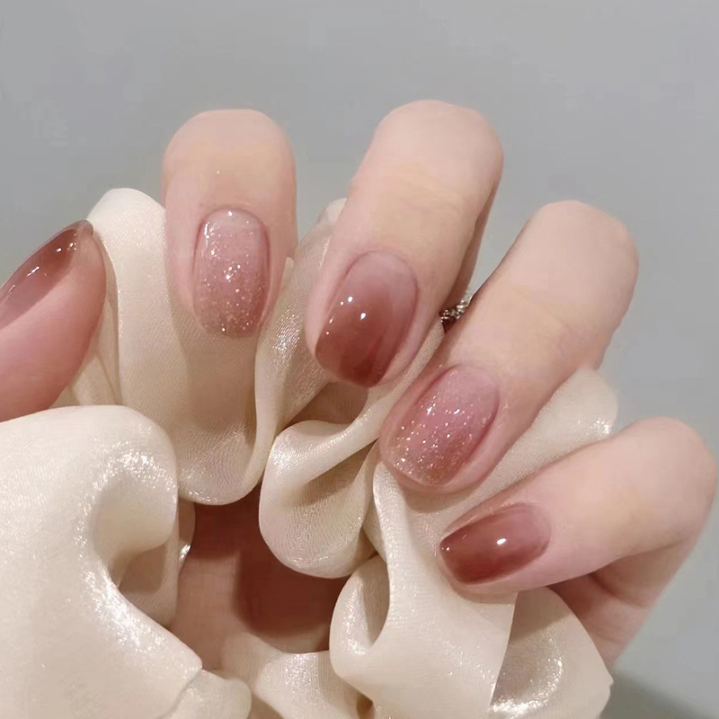 Nail Art Wedding - 偽のネイル,明るいピンク,グラデーションカラー,プレス,結婚披露宴の装飾,24個