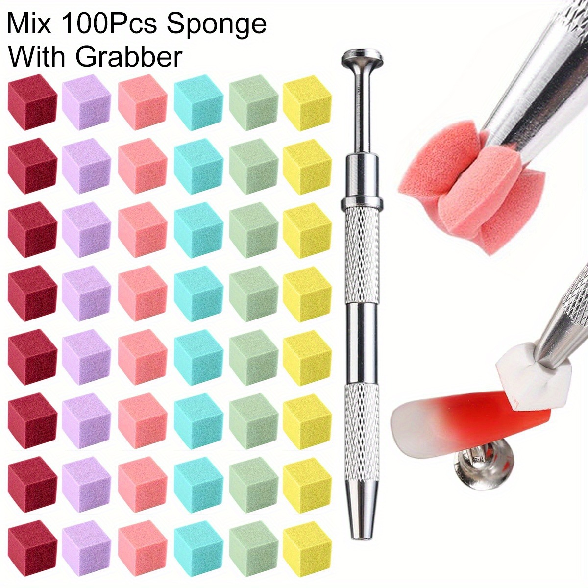 Nail Fan Brush - 1/50/100 個正方形ネイルアートスポンジセットグラデーションネイルブラシジェルポリッシュデザインネイルスポンジグラブペンマニキュア装飾アクセサー