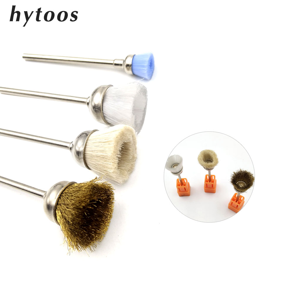 Nail Fan Brush - HYTOOS 1 個ネイルドリルビット銅線クリーニングブラシ 3/32 ''ロータリーマニキュア電気ドリルアクセサリーネイルアートツール