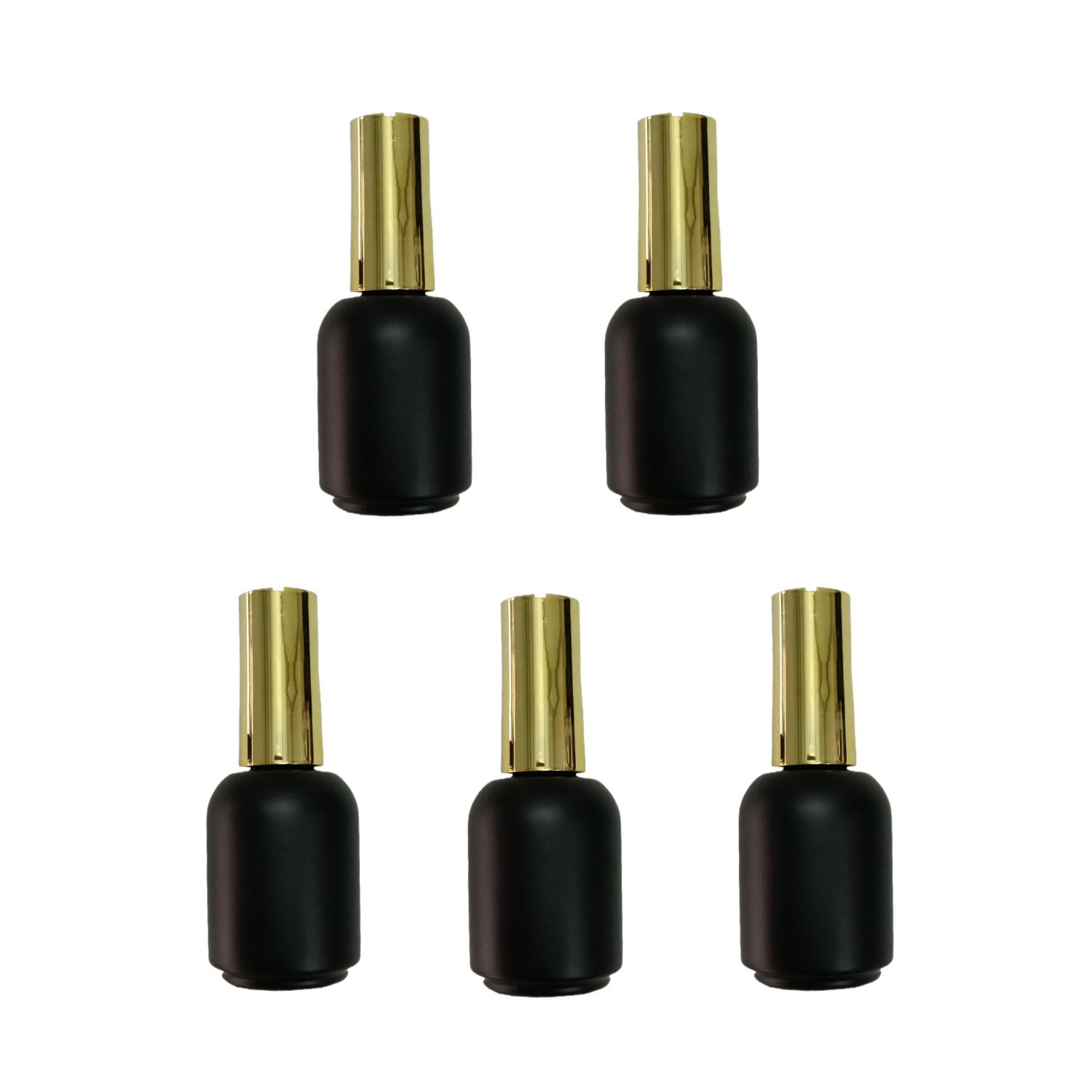 Nail Fan Brush - 20ML 5個入り 空の黒いガラス瓶 ゴールドの蓋とブラシ付き ジェルポリッシュ充填用 ネイルアート用