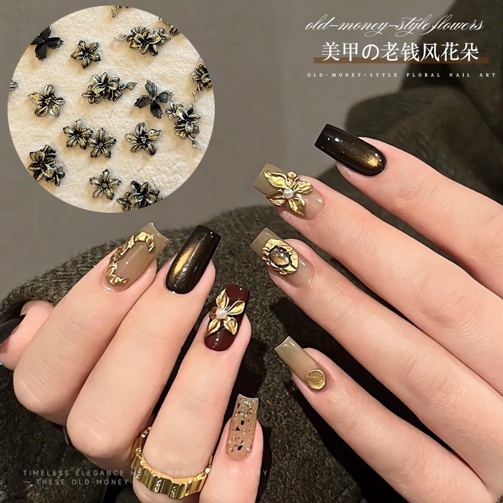 50個入り 3D オールドマネー風フラワーネイルチャーム レ - Nail Art Old Money のレビューと価格