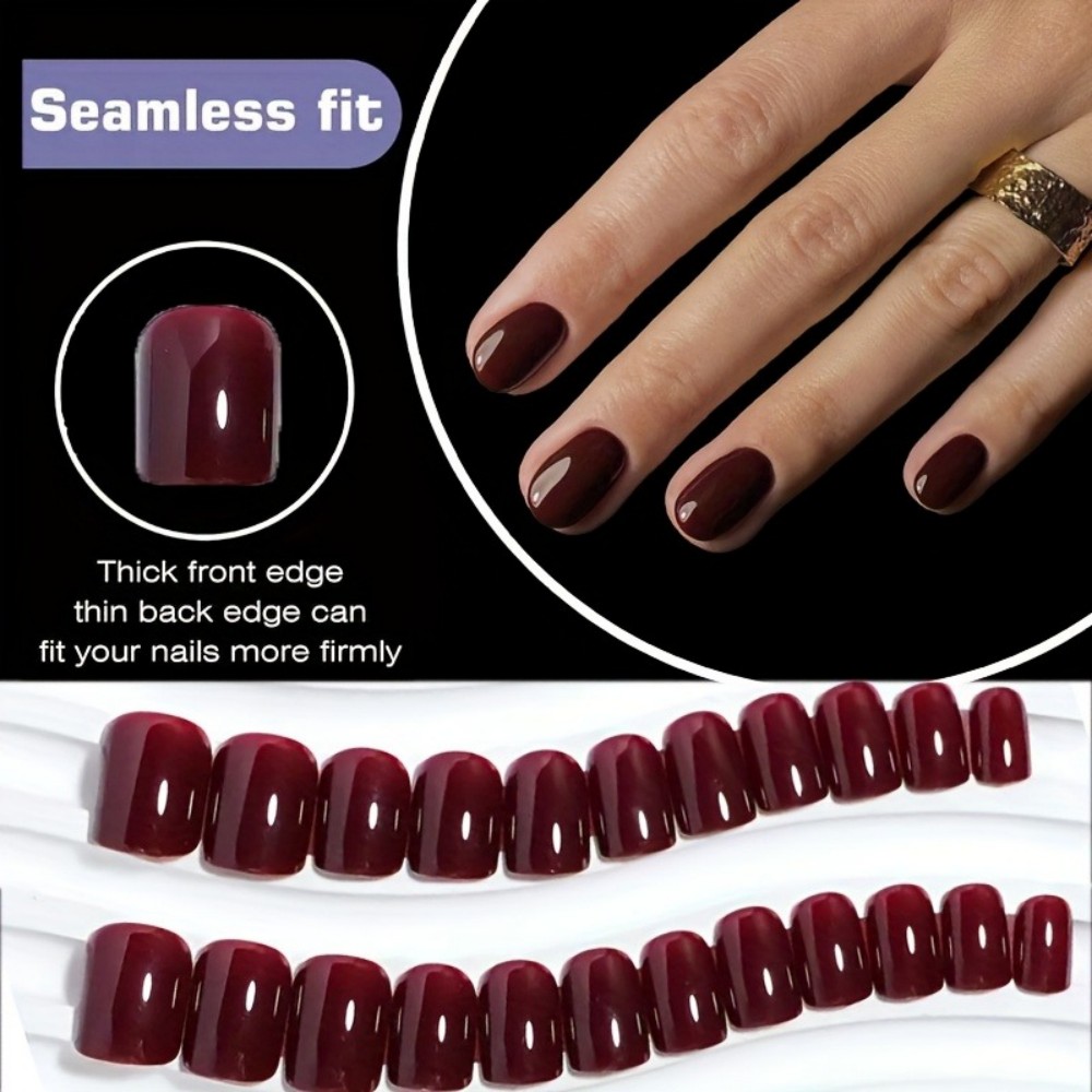 女の子向けワインレッドのキャットアイつけ爪24個セット、接着 - Nail Art Red Wine Cat Eye のレビューと価格