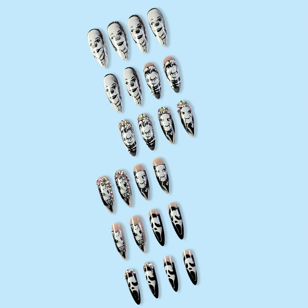ラインストーン付きの再利用可能な光沢のある偽の爪,長いアーモ - Nail Art Vampire のレビューと価格