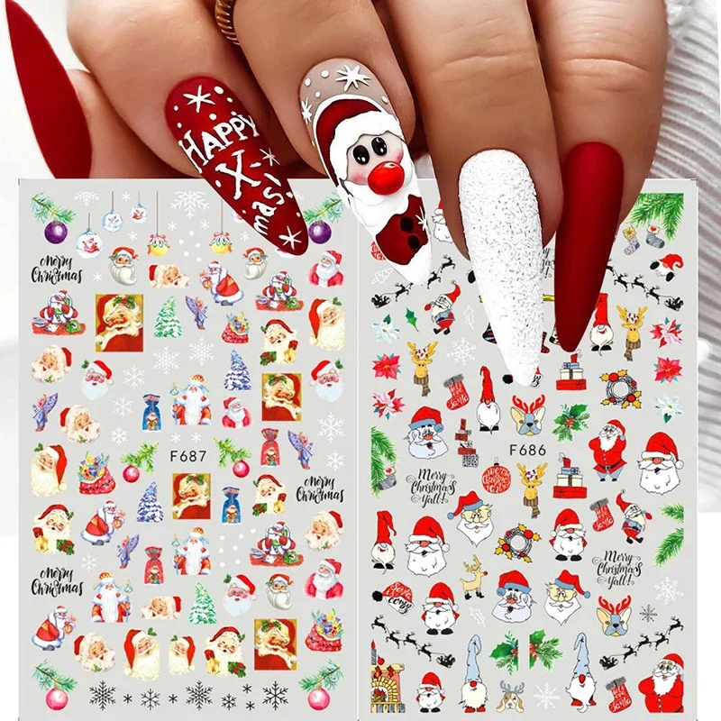 クリスマス用粘着ネイルステッカー,サンタクロース,スノーフレ - Nail Art Xmas Design のレビューと価格