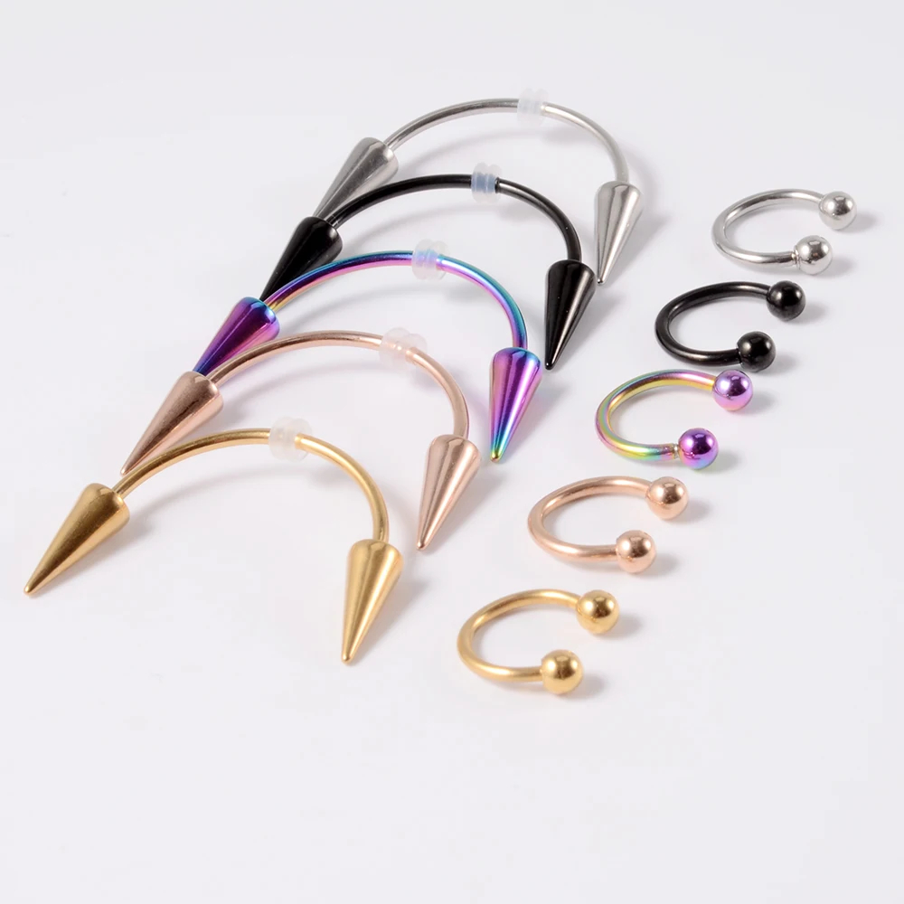 パンク風ステンレス製歯釘錐吸血鬼ゾンビ歯釘馬蹄形リップリング - Nail Art Vampire のレビューと価格