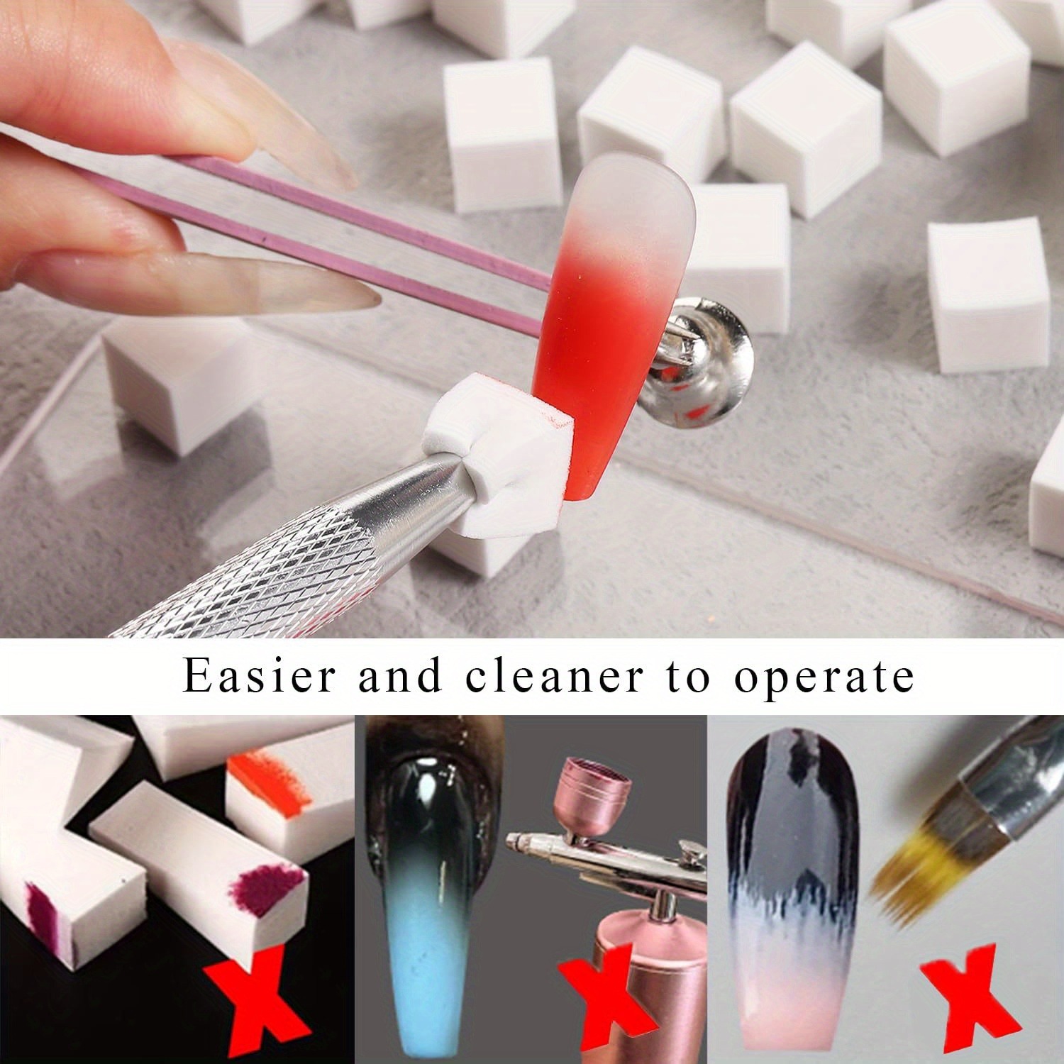 1/50/100 個正方形ネイルアートスポンジセットグラデー - Nail Fan Brush のレビューと価格