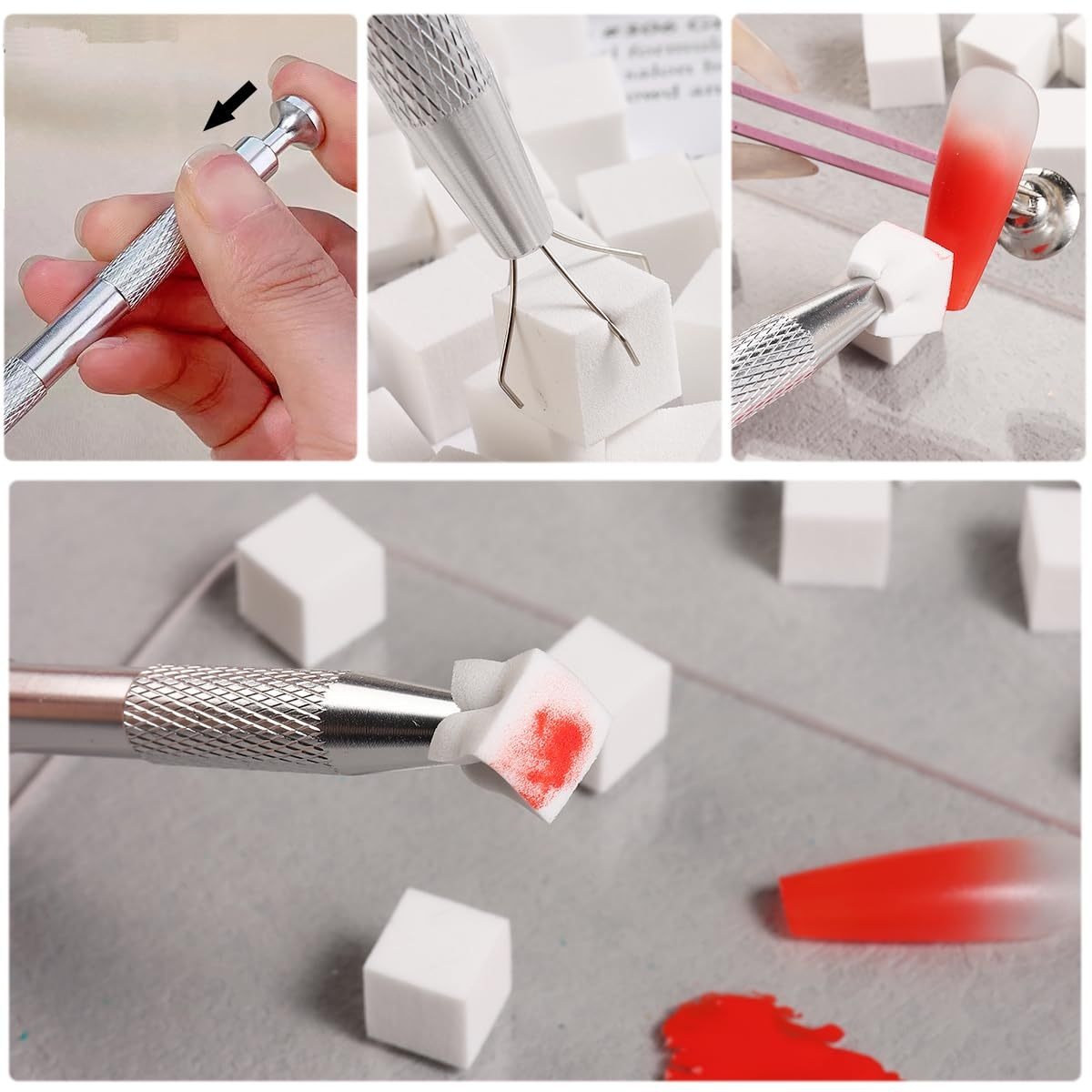 1/50/100 個正方形ネイルアートスポンジセットグラデー - Nail Fan Brush のレビューと価格