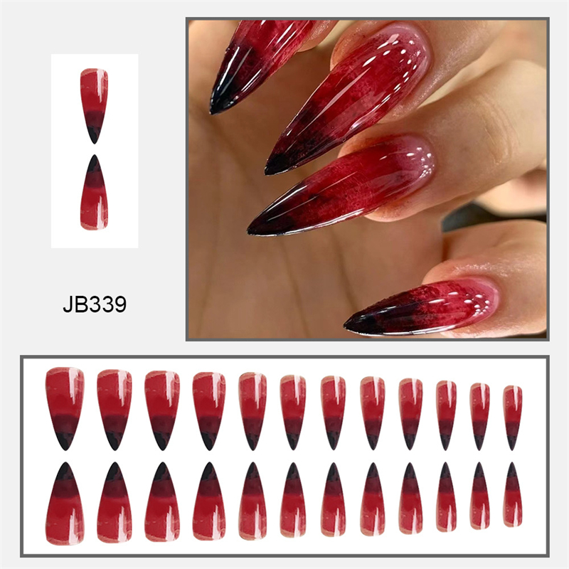 24 個ハロウィンブラッドプレス爪セットロング棺光沢のあるア - Nail Art Vampire のレビューと価格