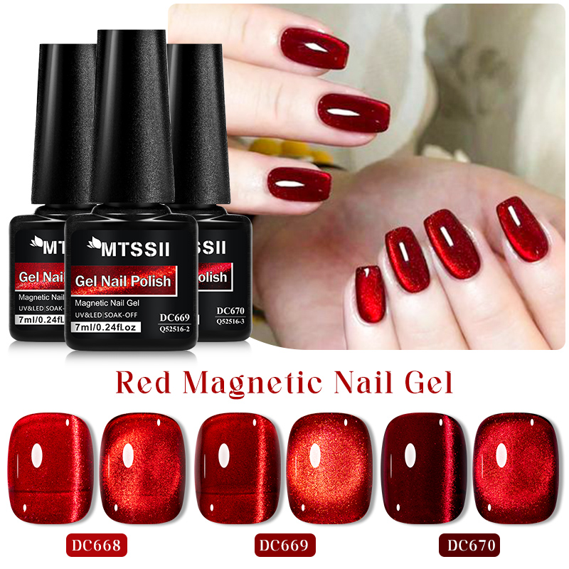 Mtssii-キャッツアイレッドのマグネティックマニキュア, - Nail Art Red Wine Cat Eye のレビューと価格