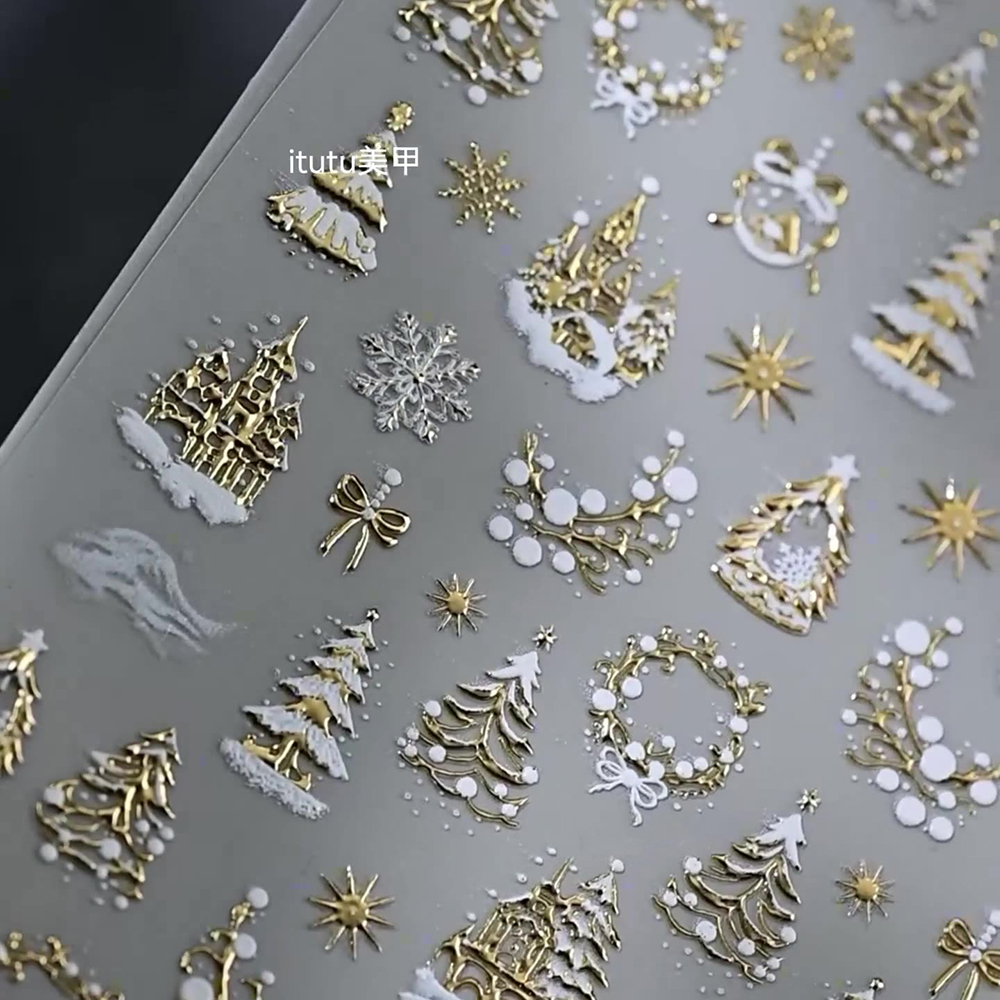 1個入り 5D ゴールド スノー クリスマスツリー リース  - Nail Art Xmas Design のレビューと価格