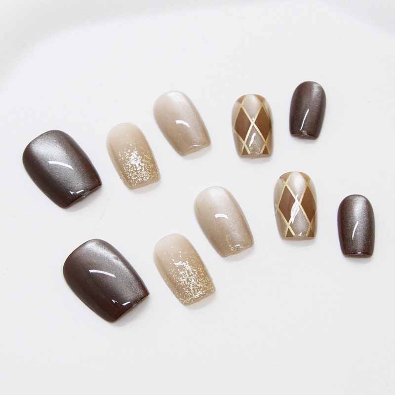 女性用の取り外し可能な偽のネイル,手作り,愛らしい,イチゴ, - Nail Art Red Wine Cat Eye のレビューと価格