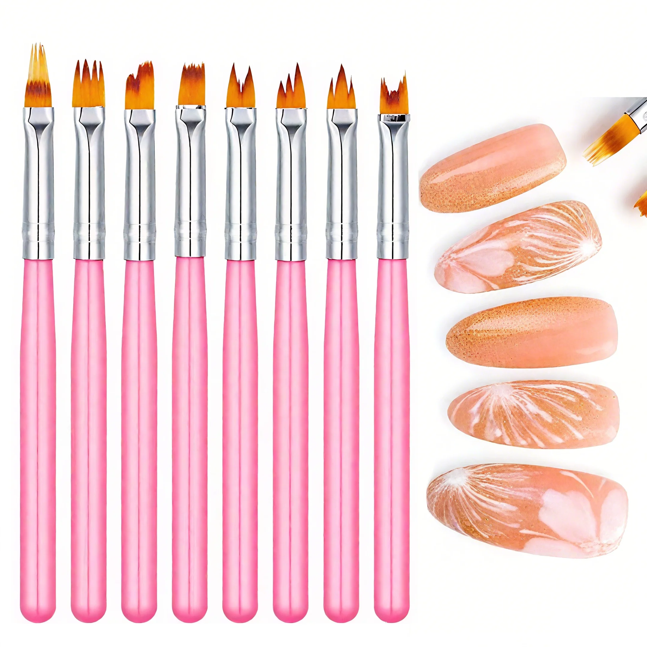 8ピースネイルアートブラシセット – DIYネイルアートデザ - Nail Art Zig Zag のレビューと価格
