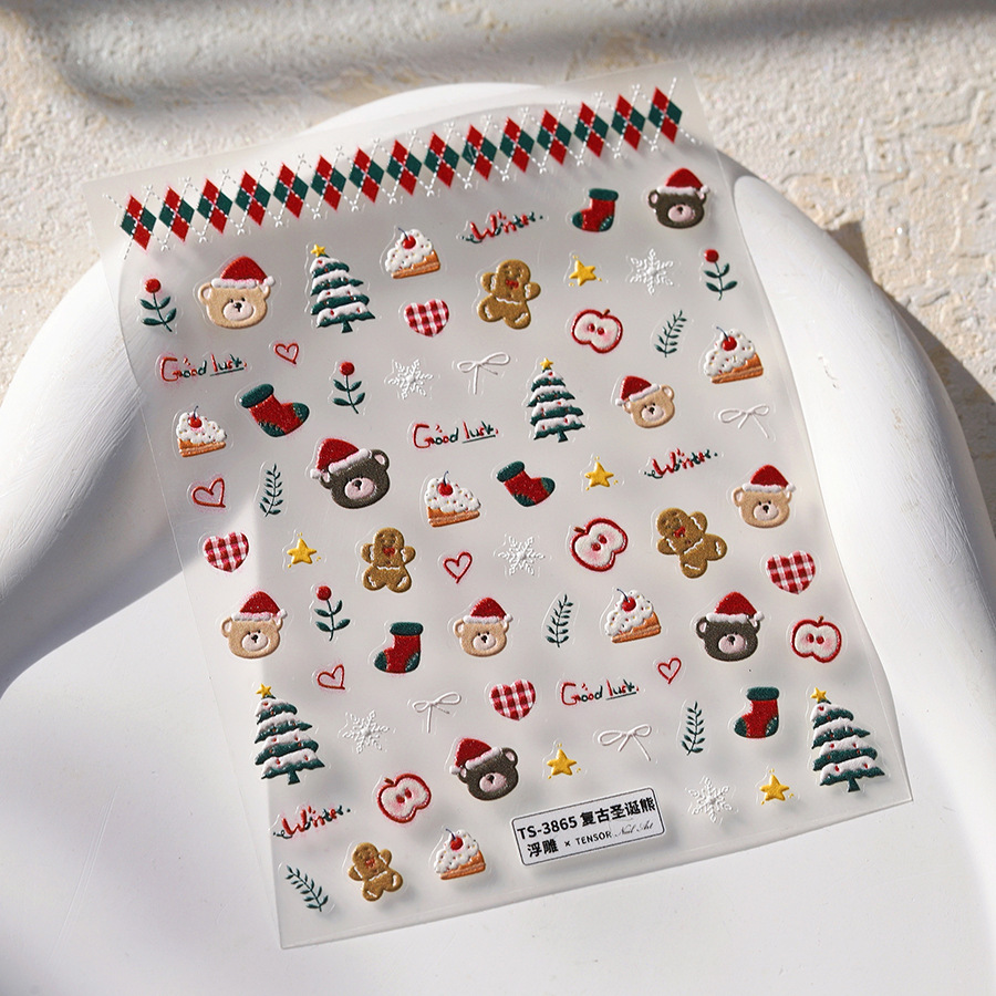 かわいいクリスマスベア＆ジンジャーブレッドネイルステッカー  - Nail Art Xmas Design のレビューと価格