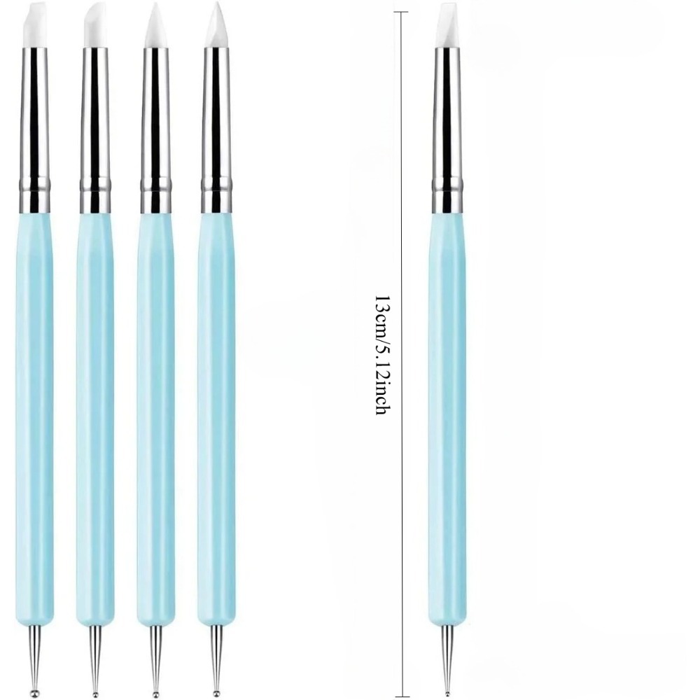 5個入りシリコン粘土彫刻ツール、ブラシモデリング、ドット付け - Nail Fan Brush のレビューと価格
