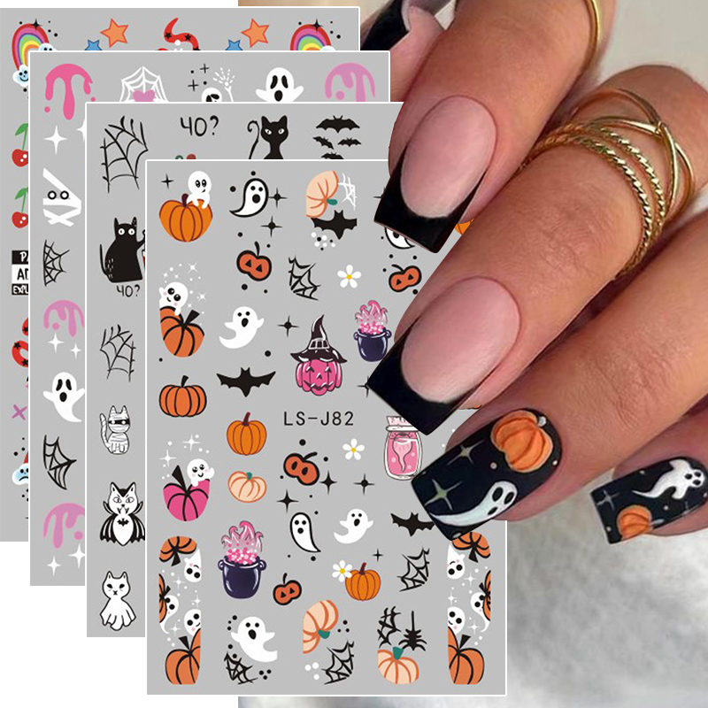 4 個ハロウィンゴシック 3D ネイルアートステッカー黒猫漫 - Nail Art Vampire のレビューと価格