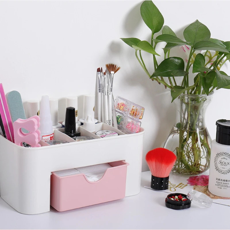 ネイルアートオーガナイザーデスクトップ引き出し化粧品収納ボッ - Nail Fan Brush のレビューと価格