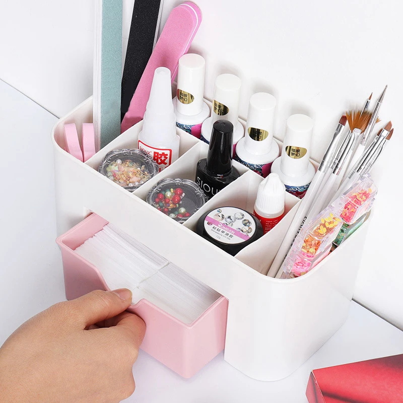 ネイルアートオーガナイザーデスクトップ引き出し化粧品収納ボッ - Nail Fan Brush のレビューと価格