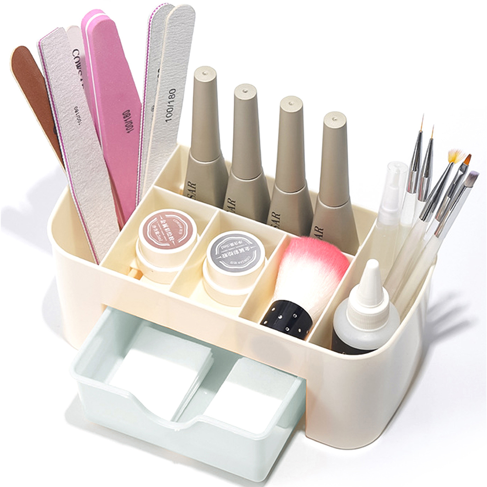 ネイルアートオーガナイザーデスクトップ引き出し化粧品収納ボッ - Nail Fan Brush のレビューと価格