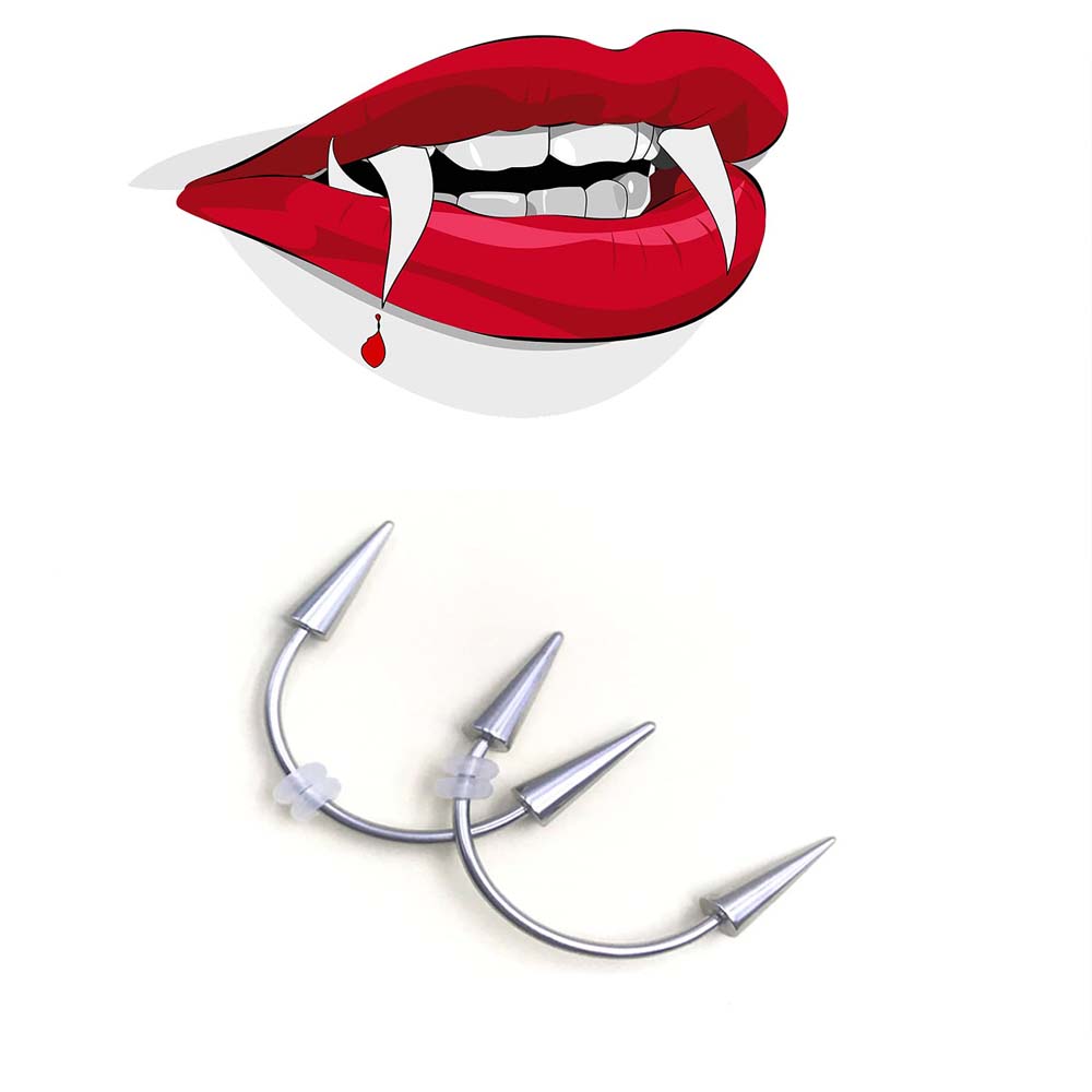 Wkoud-Tiger歯ステンレス鋼ピアス、ヴァンパイアスマ - Nail Art Vampire のレビューと価格