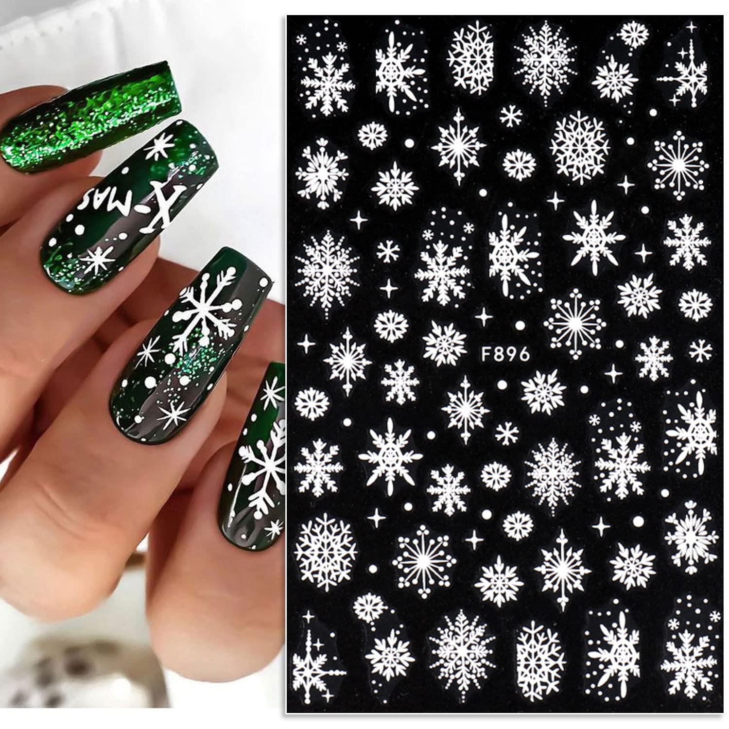 3D スノーフレーク ネイル アート デカール ホワイト ク - Nail Art Xmas Design のレビューと価格