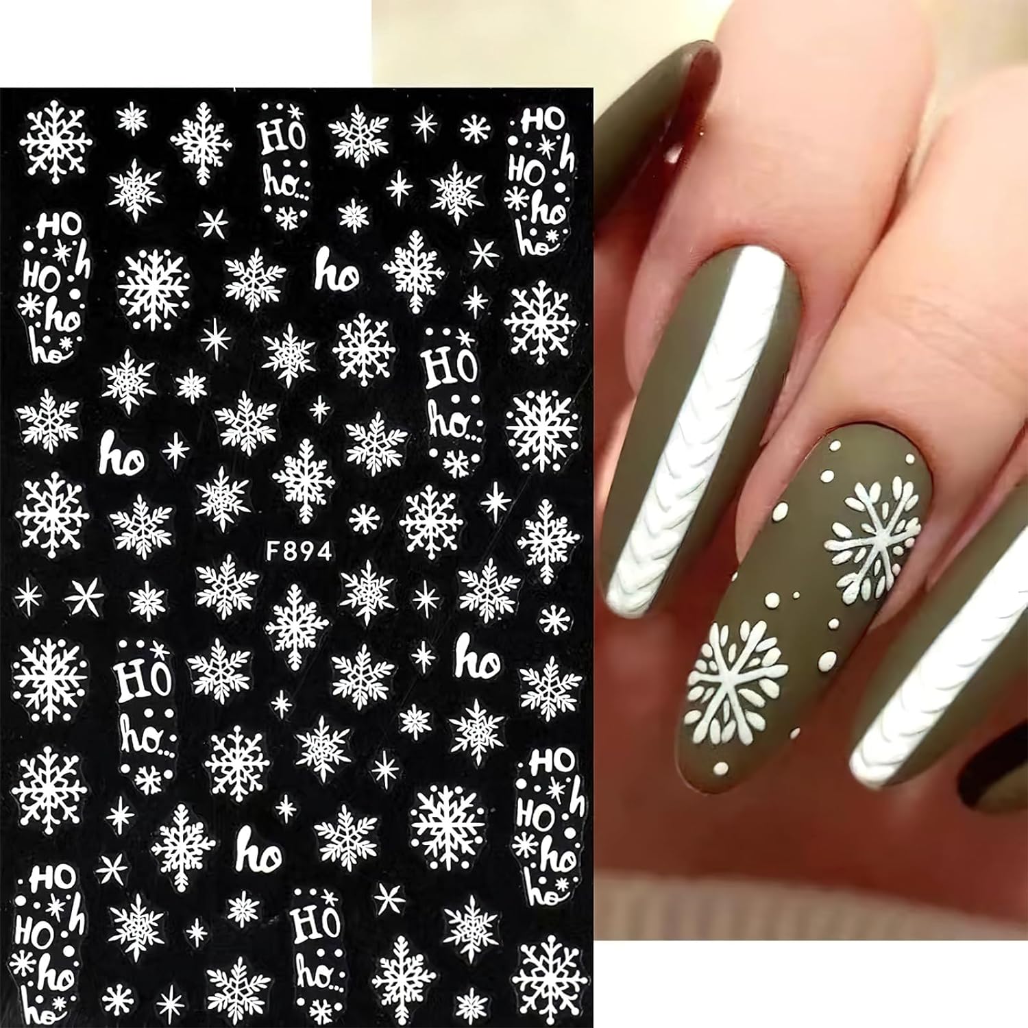 3D スノーフレーク ネイル アート デカール ホワイト ク - Nail Art Xmas Design のレビューと価格