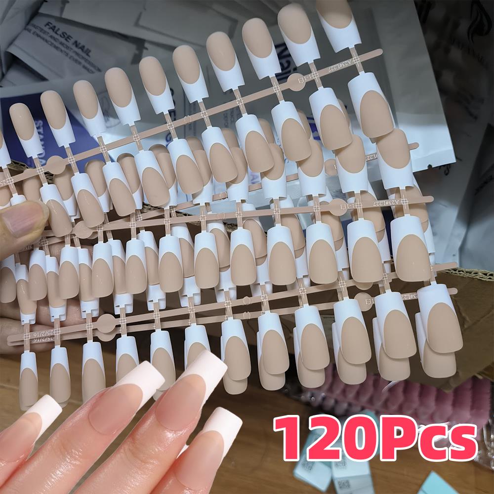 120枚入り ヌードフレンチフェイクネイル ミディアムコフィ - Nail Art Wedding のレビューと価格