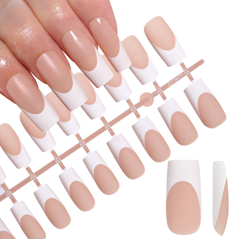 120枚入り ヌードフレンチフェイクネイル ミディアムコフィ - Nail Art Wedding のレビューと価格