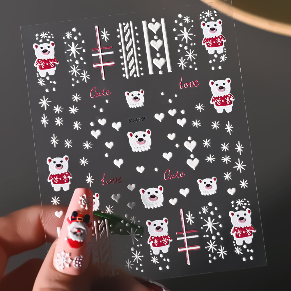 1 シート 5D エンボス加工クリスマスネイルアートステッカ - Nail Art Xmas Design のレビューと価格
